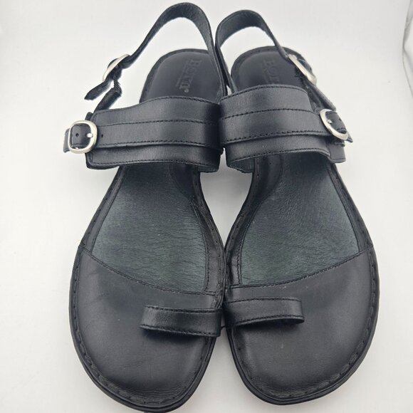 Born Black Leather Toe‑Loop Buckle Strap Sandals | Women’s Size 10 - Picture 1 of 12